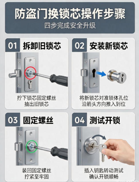 我家的防盗门是王力老款磁性锁,一直没换过,能换锁芯吗?